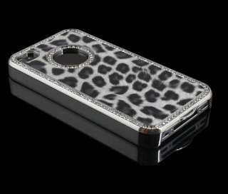 Luxury Bling Rhinestone Leopard Hard Case Cover for Apple iPhone 4S 4 