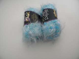 Lot 2 Skeins Perfect Knit Eyelash GLITTER Yarn Blue  