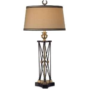 Currey and Company 6146 1 Light Echelon Table Lamp, Brass/Black Finish 