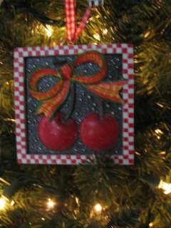 Mary Engelbreit Christmas Frame Ornament, Cherries New  