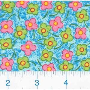  45 Wide Clown Flowers Blue Fabric By The Yard Arts 