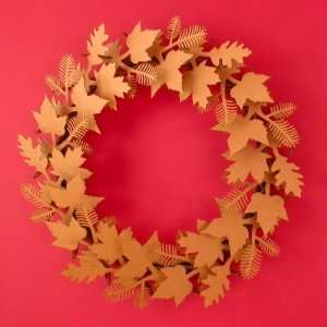  Wreath Leaf Design Recycled Cardboard Sculpture Brown 