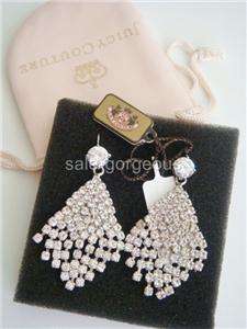 Juicy Couture Pave Crystal Chandelier Earrings Silver  