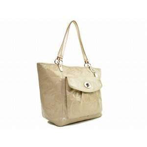  Coach Leah Large Tote In SC/Putty Patent Leather #14662 