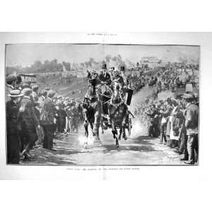   1907 DERBY DAY HORSE RACING COACHES EPSOM DOWNS SPORT