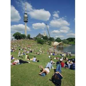 Olympic Park with the Olympic Tower in the Background, in Munich 