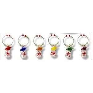  Snowman Wine Glass Charms in Art Glass   Set of 6 Kitchen 