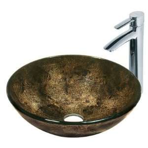  Sintra Tempered Glass Vessel Sink with Faucet in Chrome 