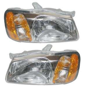 Fits 00 02 Hyundai Accent Sedan Hatchback Headlights Headlamps Pair 
