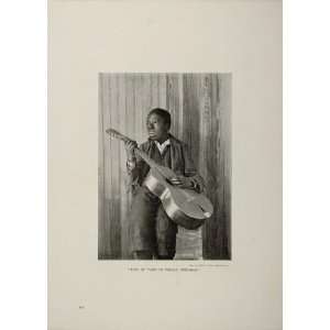   Black Americana Boy Guitar John H. Tarbell   Original Halftone Print