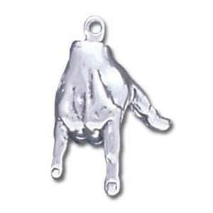  Solid Sterling Silver `I love You Sign Language Charm 