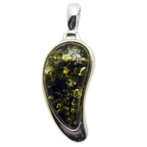  Green Amber and Sterling Silver Angel Wing Enhanced 