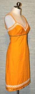 Shoshanna Yellow White Lace Trim Sequin Dress Size 6  
