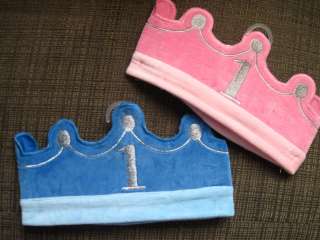 Infant ~ 1st BIRTHDAY CROWN ~ Terry Cloth ~ Choice of Blue or Pink 