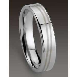   Scrath Proof Polished Ring with Lazer Lines Design, Finger Size 10.5