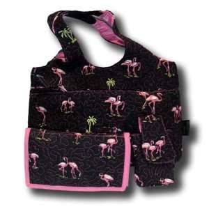  Donna Sharp Flamingo Set  Savvy, Large Wallet, and Cell 