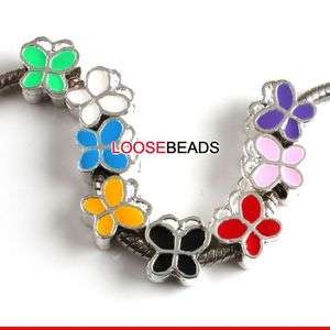 FREE SHIP Colorful Enamel Butterfly European Beads Fit Charm Bracelet 