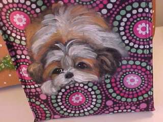 SHIH TZU PUPPY HANDPAINTED BY MONIQUE ON A LUNCH TOTE BAG , PLEASE 