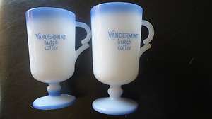 Vandermint Dutch Coffee Cup Set of 2 *Mug *White*Blue *Rare *Stemmed 