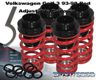   VW GOLF JETTA 3 MKIII MK3 COILOVER RED LOWERING SPRING W/ SCALE  