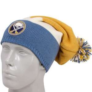   Sabres Gold Navy Blue Long Ribbed Beanie w/Pom