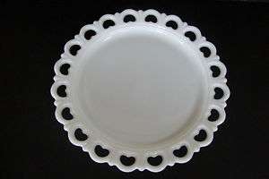 50s 60s Anchor Hocking Old Colony Lace Edge Milk Glass Cake Tray 