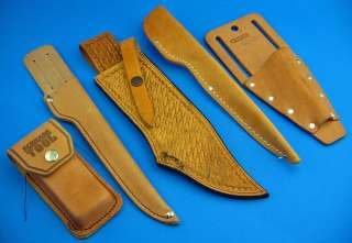 LOT OF 5 Random Natural Tan Leather Sheaths for folding fixed blade 