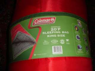 EUC Red Coleman Montauk 20F King Size Sleeping Bag Nylon Cotton 