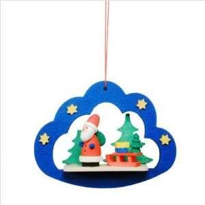 Ulbricht Santa with Sled and Tree in Blue Cloud Ornament  