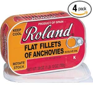 Roland Anchovy Fillets In Olive Oil, 28 Ounce Cans (Pack of 4)  