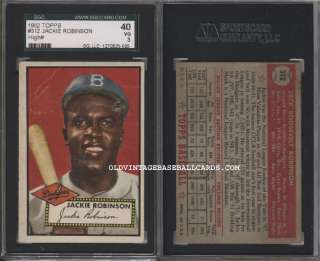 1952 Topps #312 Jackie Robinson   Dodgers SGC 40 3  