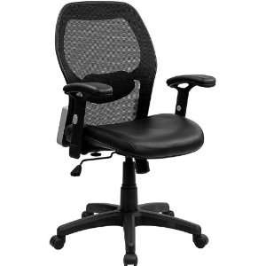  Super Mesh Chair with Leather Seat JJA498