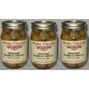  Mama Vincente   Almond Stuffed Olives 16oz (3 JAR PACK 