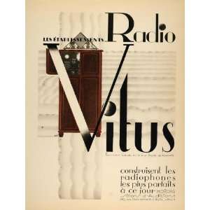 1928 Lithograph Ad French Radio Vitus Cabinet Libis   Original 