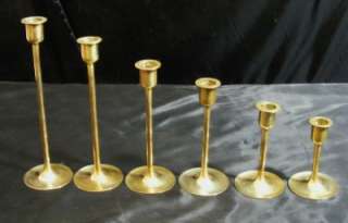 Set 6 Stair Step Graduating BRASS Candlesticks Candle Holders Made in 