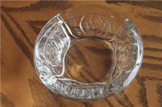 Vintage Etched Rose KIG Indonesia Cut Glass Candy Dish/Ash Tray  