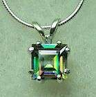Green MYSTIC fire Topaz SQUARE pendant snake necklace