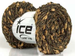 Lot of 8 Skeins ICE SALE CHENILLE Hand Knitting Yarn Light Brown Black 