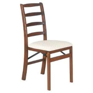  Shaker Ladderback Wood Folding Chair with Upholstered Seat 
