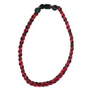  Titanium Ionic Braided Necklace   Red/Black Sports 