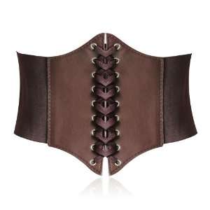  HOTER® Lace up Corset Style Elastic Cinch Belt  COFFEE 