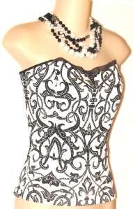 White House Black Market Sweetheart Scroll Print Bustier NWT 10 NEW 