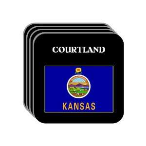 US State Flag   COURTLAND, Kansas (KS) Set of 4 Mini Mousepad Coasters