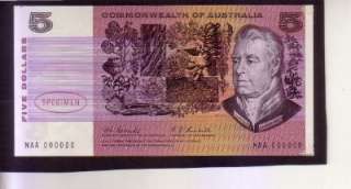 1966 Australia $1,$2,$5,$10 & $20 Specimen note .UNC  