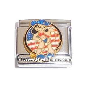    Patriotic Cowgirl Italian Charm Bracelet Jewelry Link Jewelry