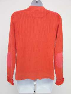 CALVIN KLEIN Red Cotton Elbow Patch V Neck Sweater Sz S  