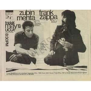 Zappa Zubin Mehta UCLA Original Concert Ad 1970 