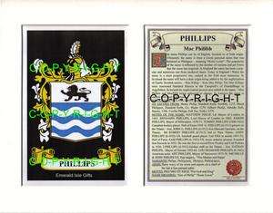 Phillips Heraldic Mount Coat of Arms Crest and Family History  