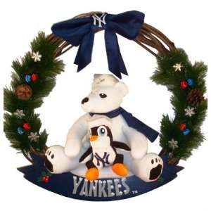    New York Yankees Holiday Bear and Penguin Wreath