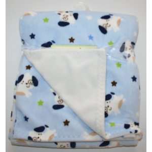  Beansport Soft/Cuddly Baby Blanket 0 Blue/White/Puppy, 30 X 36 Baby